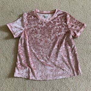 Pink Floral Velour Top {Size M}